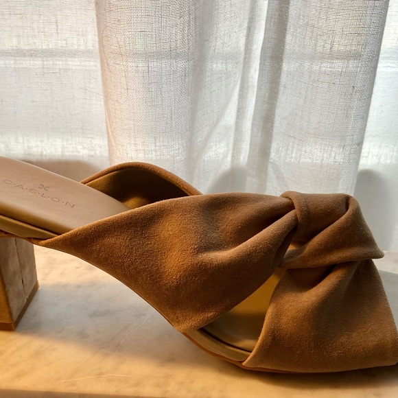 Taupe suede mule with two inch heel - Picture 6 of 11